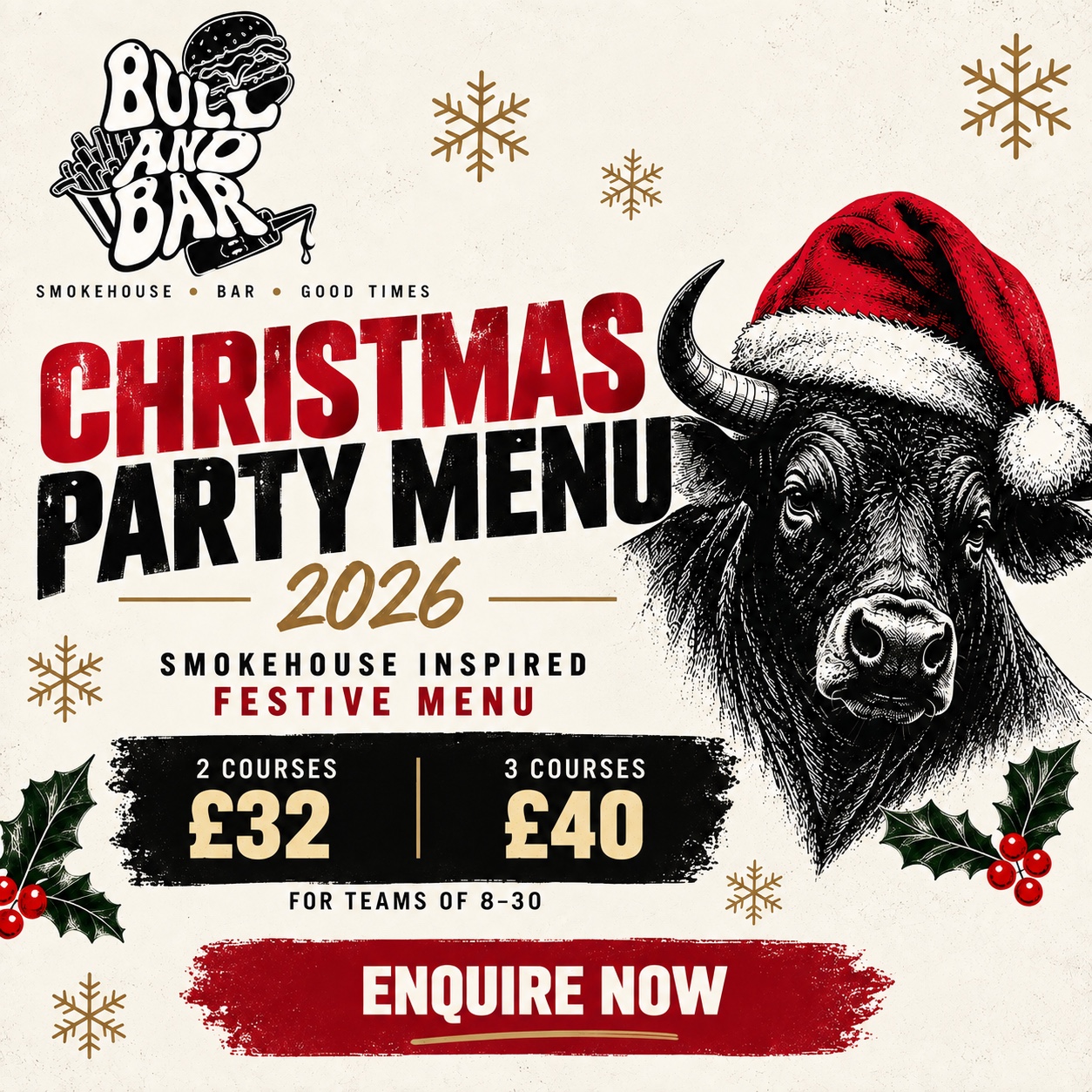 Bull & Bar Christmas Party Menu 2026