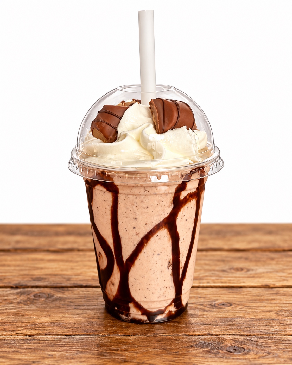 Milkshake topped with soft serve and Bueno pieces